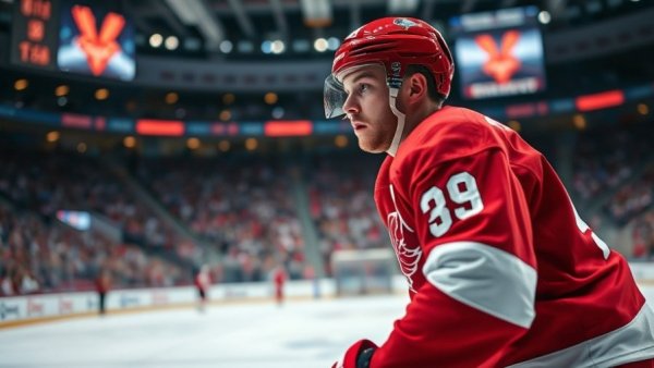 Lane Hutson in action during ice hockey game, potential Olympic team selection.