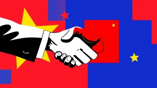 Abstract handshake representing US China collaboration in AI research.