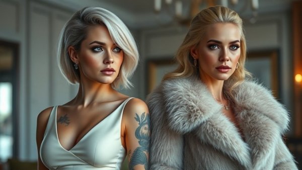 Dramatic split portrait highlighting fashion contrast related to Kim Kardashian elephant Birkin bag controversy.