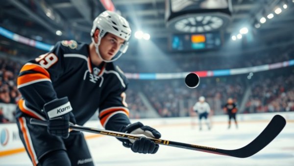 Vancouver Canucks player focusing on puck in arena.