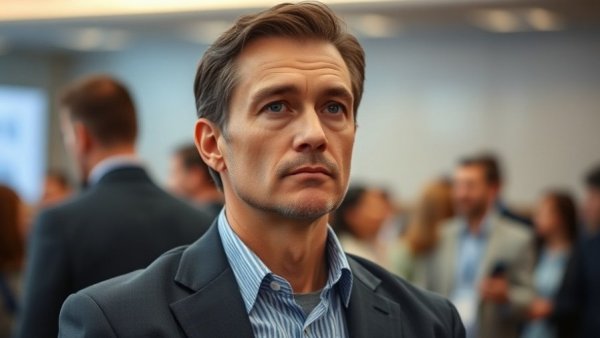 Ukraine US Russia trilateral talks image showing a thoughtful man at a conference.