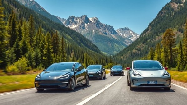 Electric vehicles in British Columbia navigating scenic mountain roads.