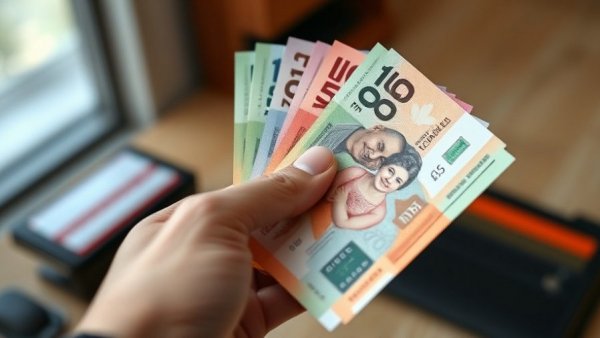 Close-up of Canadian banknotes in hand, highlighting currency details.