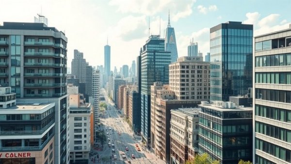 Urban cityscape representing Metro Vancouver properties, bustling streets in daylight.