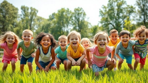 Happy children playing at an affordable summer camp.