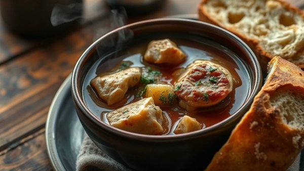 Hearty chicken stew in a Dutch oven, perfect winter recipe.