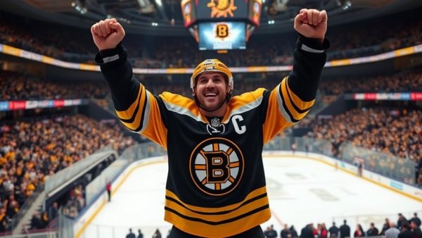 Bruins player overcomes fatigue to celebrate overtime win.