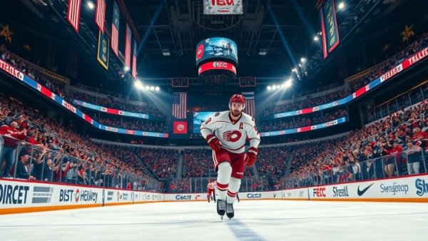 Hockey player in action at an arena with audience, Vancouver Canucks.