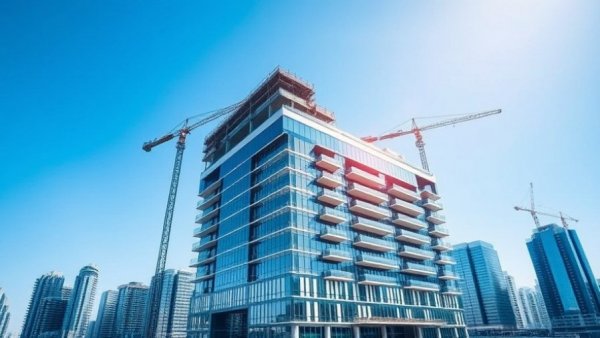 Office building undergoing conversion into residential space in urban area