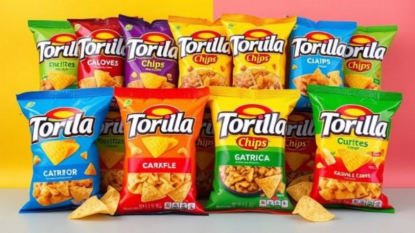Colorful assortment of the best tortilla chips packaging.