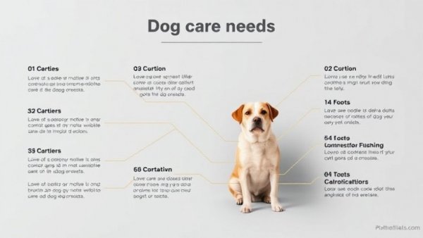 Minimalist infographic of essential dog needs for a simple lifestyle.