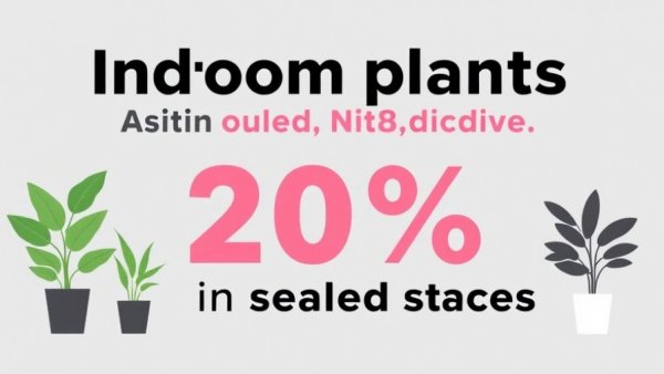 Graphic on indoor plants reducing NO2 levels by 20%.