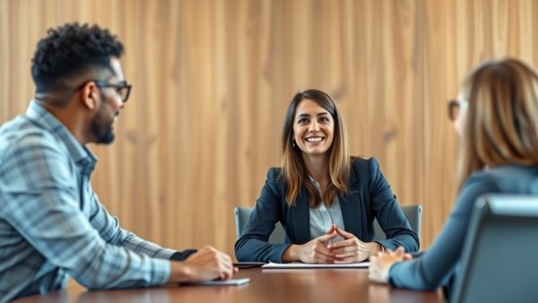 Businesswoman smiling during meeting about Japan snap election