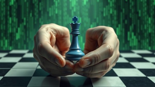 AI replaced workers conceptual art with chess and human figures