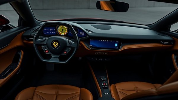 Sleek Ferrari Luce electric vehicle interior with advanced dashboard.