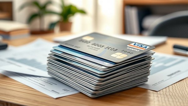 Illustration of American Household Credit Card Debt featuring credit cards and documents