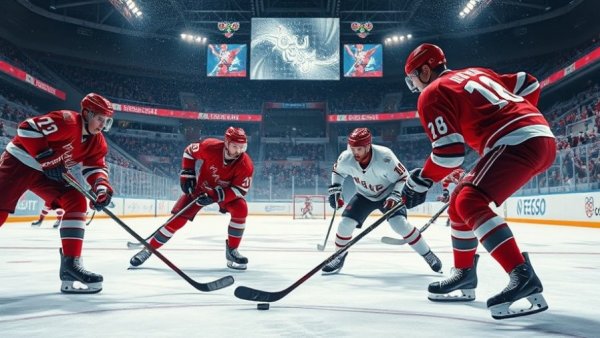 Connor McDavid Olympic performance, ice hockey match action.