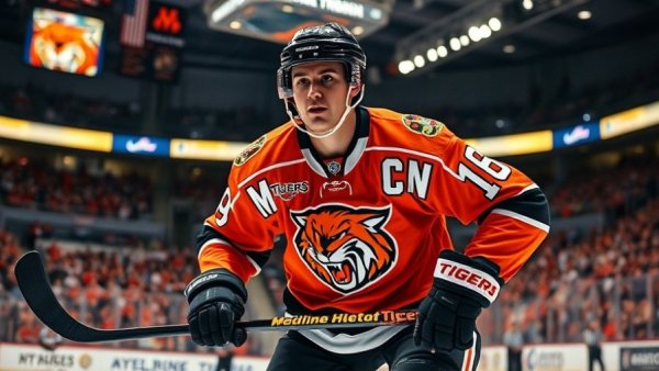 Medicine Hat Tigers player in action during WHL Playoffs game.
