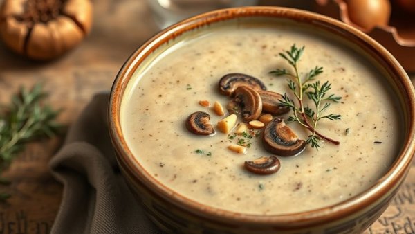 Creamy mushroom soup with herbs and nuts, Soup Recipes for Immune System Support.