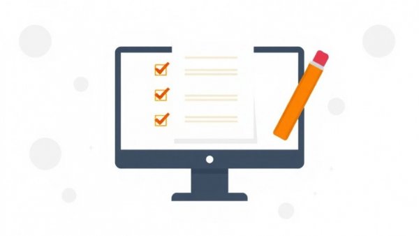 Illustration of a checklist on a monitor with pencil icon, CDC's new acting director context.