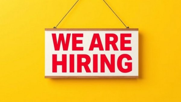Hiring sign for contract grant writer on yellow background