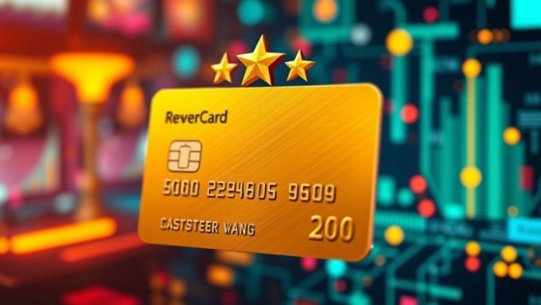 Futuristic gold credit card with rewards symbols, Chime Prime cash back theme