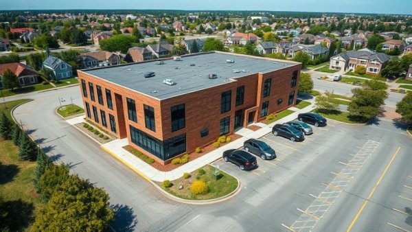 Aerial view of Ramos Law office building in Denver.