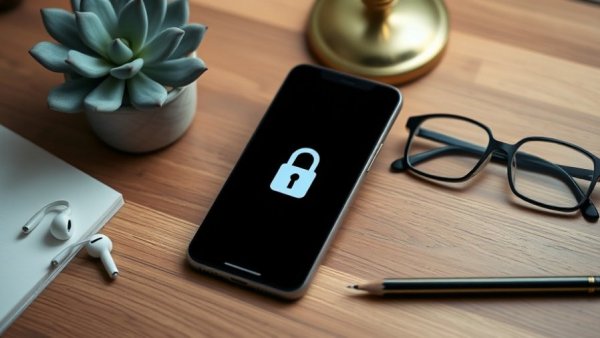 Smartphone with security app for multi-factor authentication on a desk.