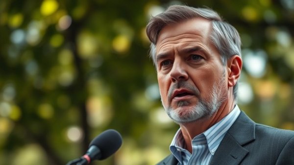 Concerned man discussing issue in an outdoor setting.