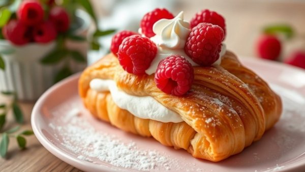 Pastry with cream and raspberries at Vancouver BC events.