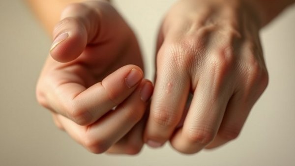 Managing chronic hives: close-up of hands scratching lightly.