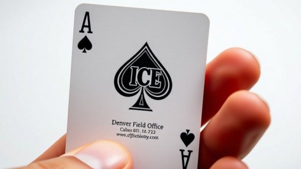 ICE agents ace of spades card with Denver Field Office details.