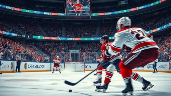 NHL Vancouver hockey action with players competing on ice.