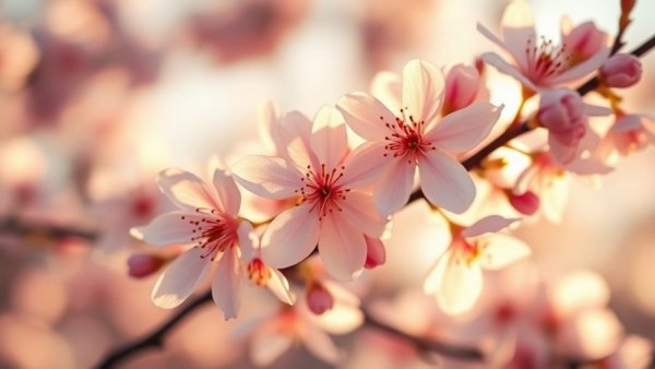 Cherry blossoms at sunrise in Vancouver BC.
