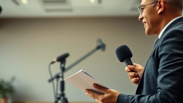 Reporter holding microphones, notepad, covering Denver health news.