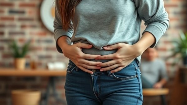 Woman experiencing groin pain indoors highlighting causes of groin pain in women.