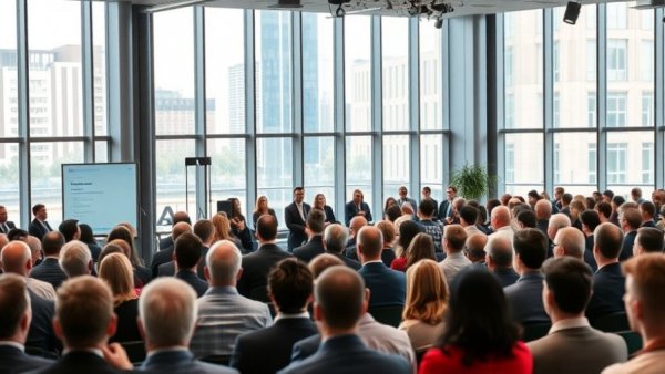 Denver business news event with panel discussion and audience