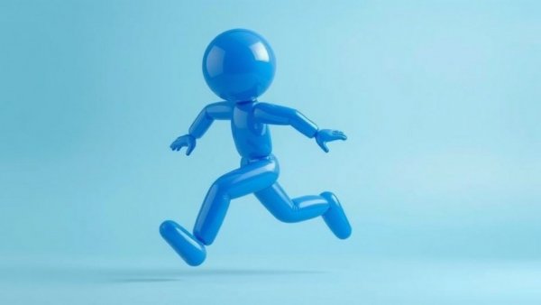 Hyperbaric oxygen therapy longevity concept with balloon figure running.