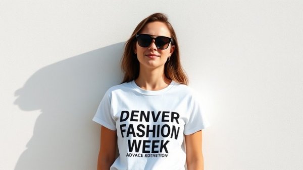Denver Fashion Week model promotes mental health advocacy in stylish T-shirt.