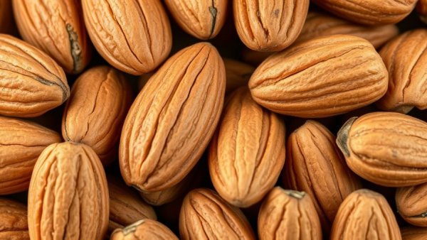 Close-up of almonds emphasizing eating almonds benefits.