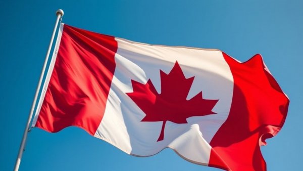 Canadian flag waving in the sky, symbolizing Vancouver tech spirit.