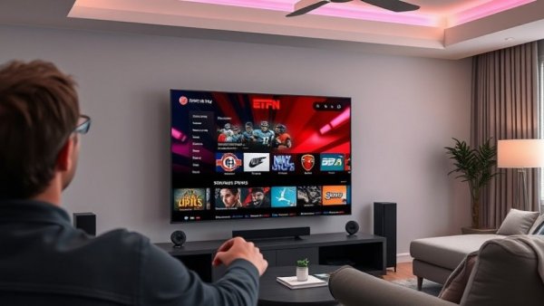 ESPN streaming interface explored on living room screen.