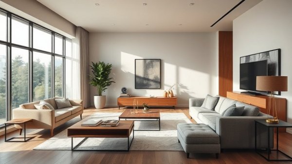 Modern living room showcasing current mortgage rates ambiance