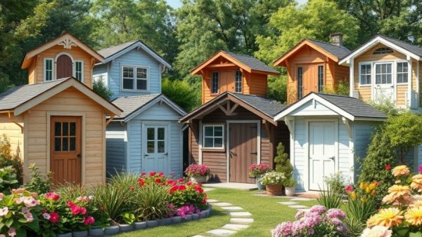 Charming garden shed ideas 2026 with diverse designs and greenery.