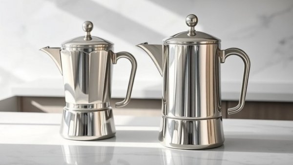 Best coffee percolators displayed on a marble surface.