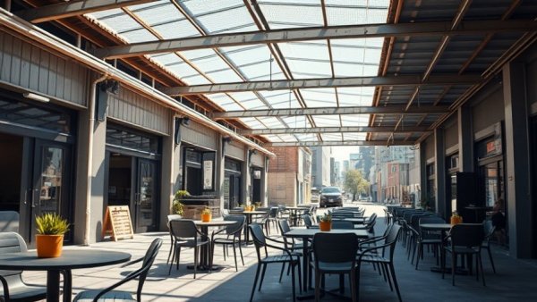 Modern urban patio for best brunch patios in Denver