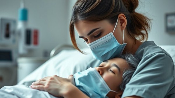 Family Fight for Senior's Return from Coma in China: Woman comforts patient.