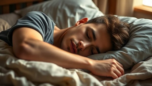 Peaceful young man resting as per the 10-3-2-1-0 sleep rule.