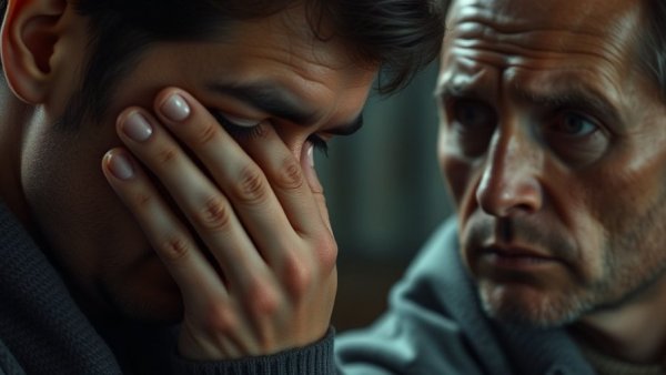 Emotional scene of people in tears showing gut-wrenching emotion