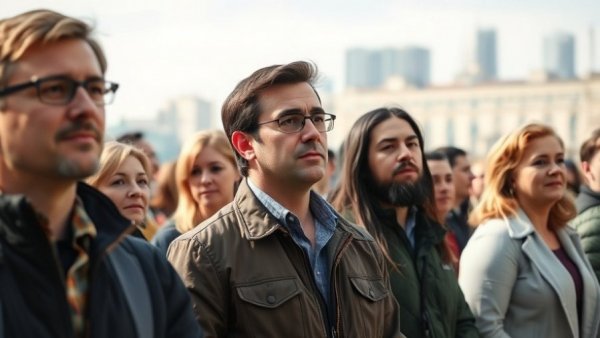 Diverse group at outdoor event, focus on Denver news.